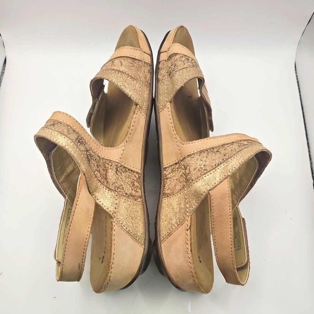 Romika Cushioned Tan Gold Leather Sandals‎ Sz 39